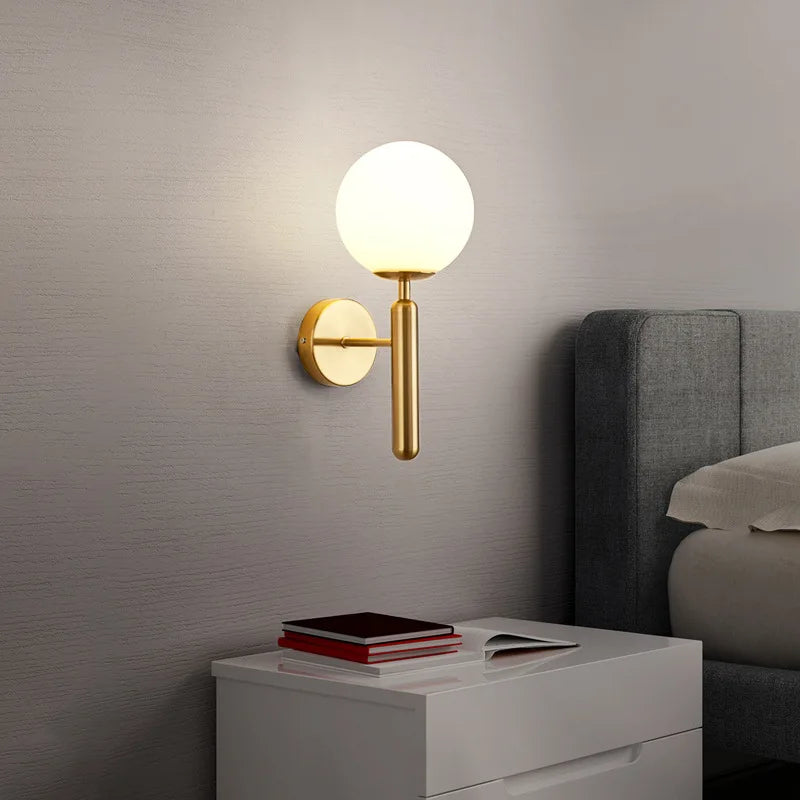 Modern Wall Lamp Simple Living Room Bedroom Wall Mounted Lampshade Iron Material Lighting Fixture